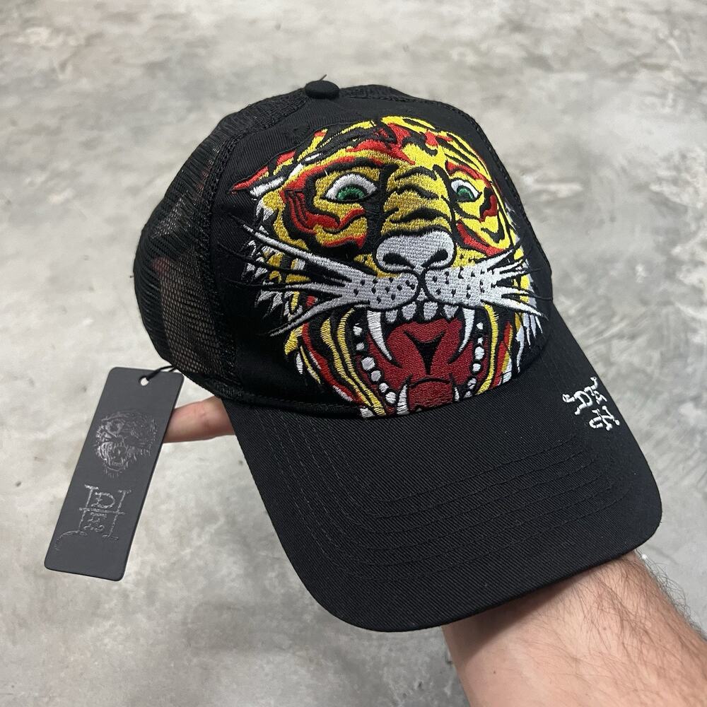 Ed Hardy Trucker Hat Tattoo Tiger Black Snapback Cap